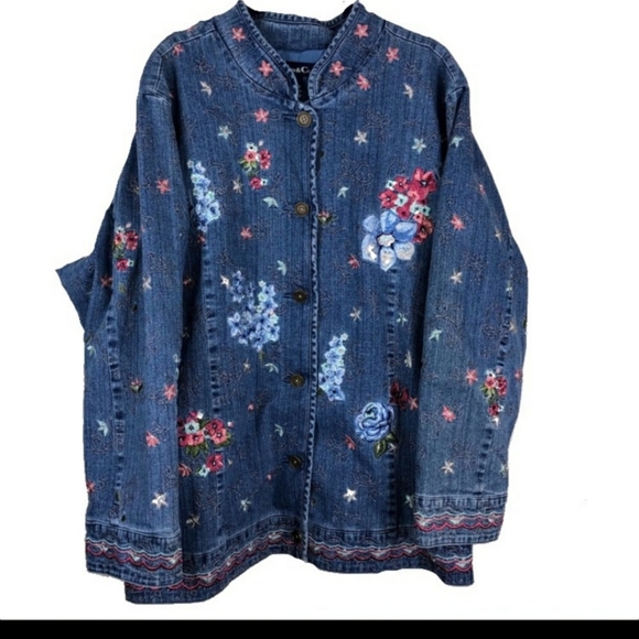 Denim&Co Jackets & Blazers - Denim & Co. Embroidered Jacket